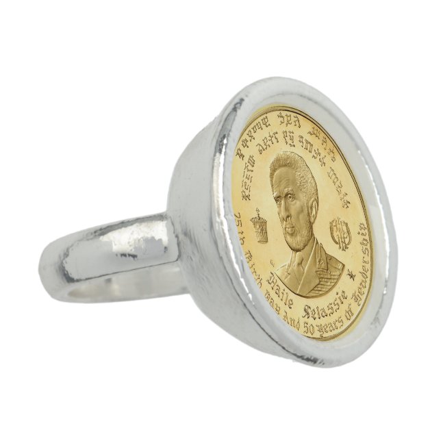 Haile Selassie - HIM - Rastafari - Jah Silver Ring (Side)