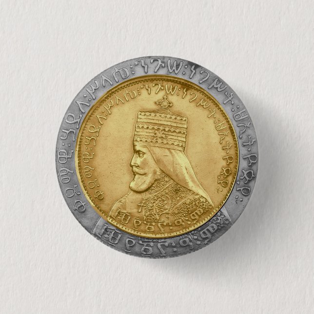 Haile Selassie I HIM Jah Rastafari Rasta Jah Bless Button (Front)