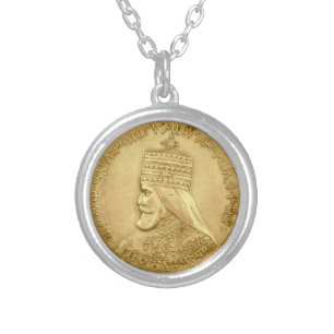 Haile Selassie I HIM Jah Rastafari Rasta Jah Bless Silver Plated Necklace