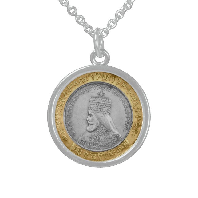 Haile Selassie I HIM Jah Rastafari Rasta Jah Bless Sterling Silver Necklace (Front)