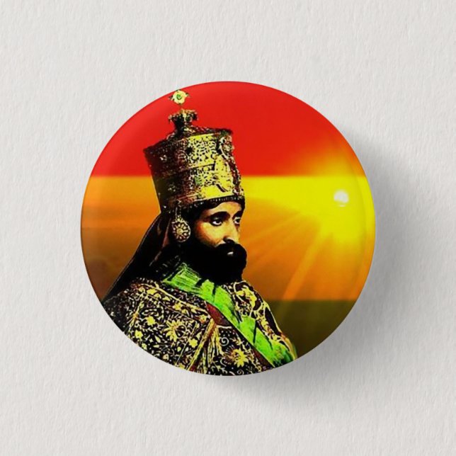 Haile Selassie I Jah Rastafari Rasta Reggae Roots  Button (Front)