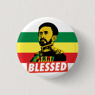 Haile Selassie I Jah Rastafari Rasta Reggae Roots Button