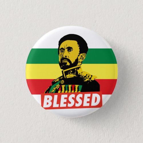 Haile Selassie I Jah Rastafari Rasta Reggae Roots  Button