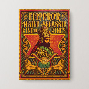 Haile Selassie I Jah Rastafari Rasta Reggae Roots Button