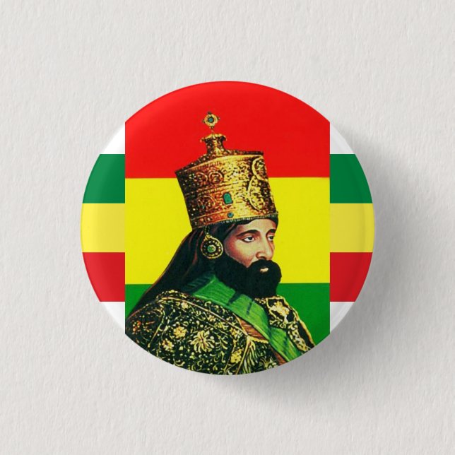 Haile Selassie I Jah Rastafari Rasta Reggae Roots  Button (Front)