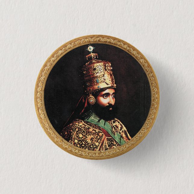 Haile Selassie I Jah Rastafari Reggae Rasta Button (Front)