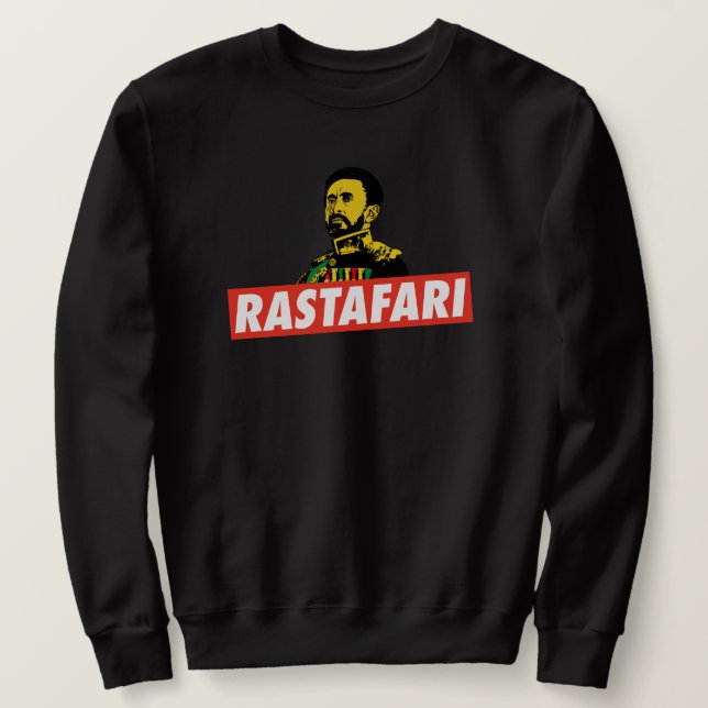 Haile Selassie Jah Rastafari Emperor Rasta Sweater (Design Front)