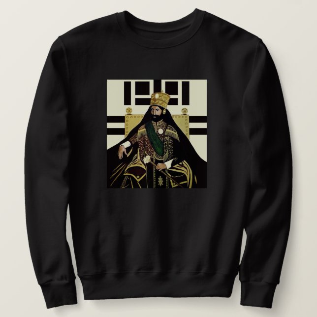 Haile Selassie Jah Rastafari Emperor Rasta Sweater (Design Front)