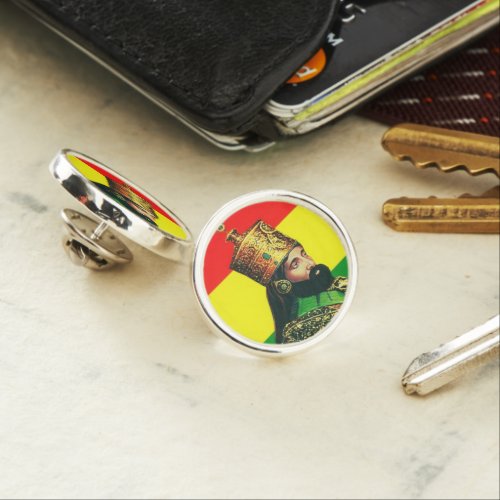 Haile Selassie Jah Rastafari Lion Judah Silver Pin