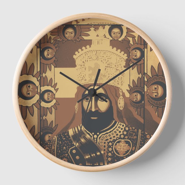 Haile Selassie Jah Rastafari Modern Art Clock (Front)