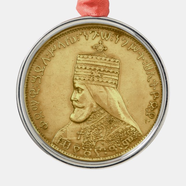 Haile Selassie Jah Rastafari Rasta Photo Sculpture Metal Ornament (Front)