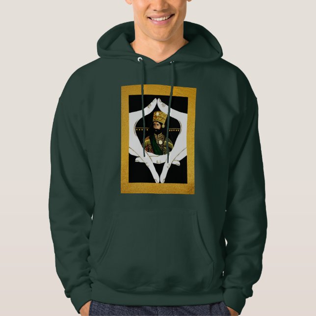 Haile Selassie - Jah Rastafari Rasta Reggae Hoodie (Front)