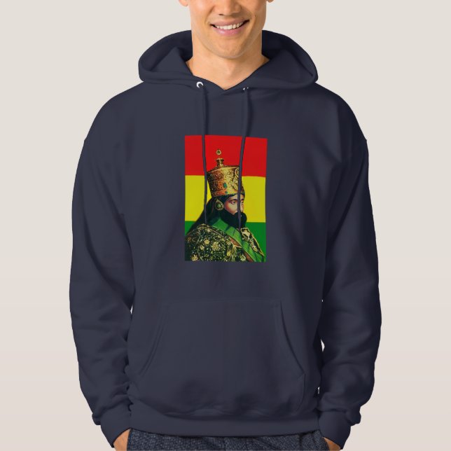 Haile Selassie Jah Rastafari Reggae Rasta Roots  Hoodie (Front)