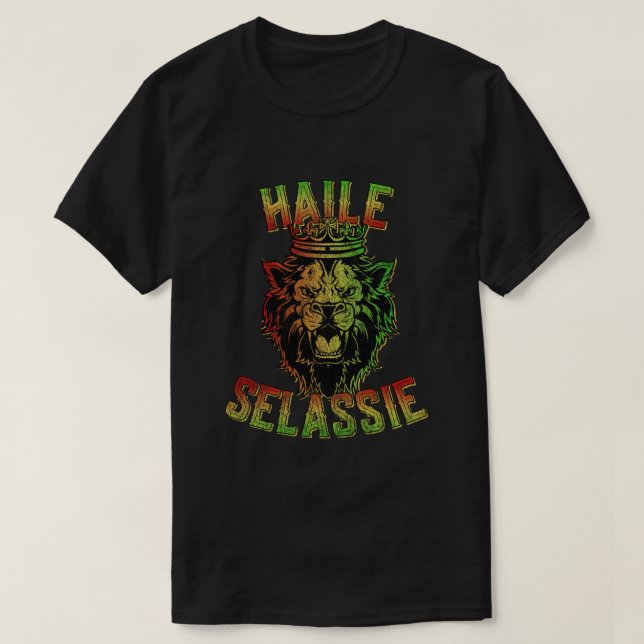 Haile Selassie Jah Rastafari Reggae T-Shirt (Design Front)