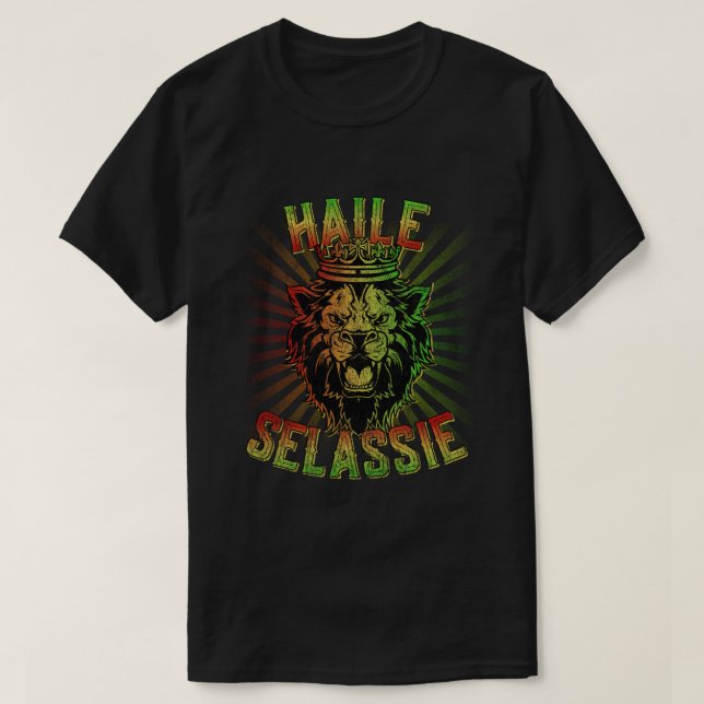 Haile Selassie Jah Rastafari T-Shirt (Design Front)