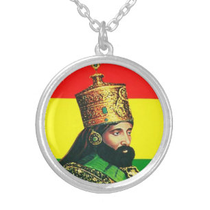 Haile Selassie Lion of Judah Jah Rastafari Reggae Silver Plated Necklace