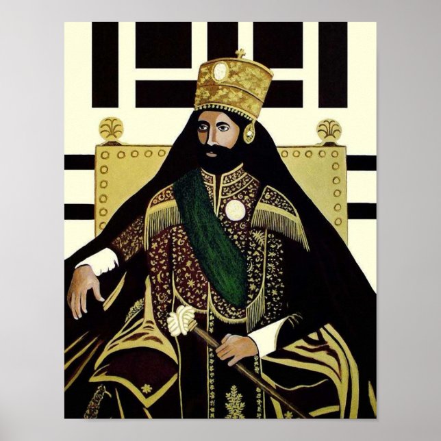 Haile Selassie Lion Rasta Solomon Jah Rastafari Poster (Front)