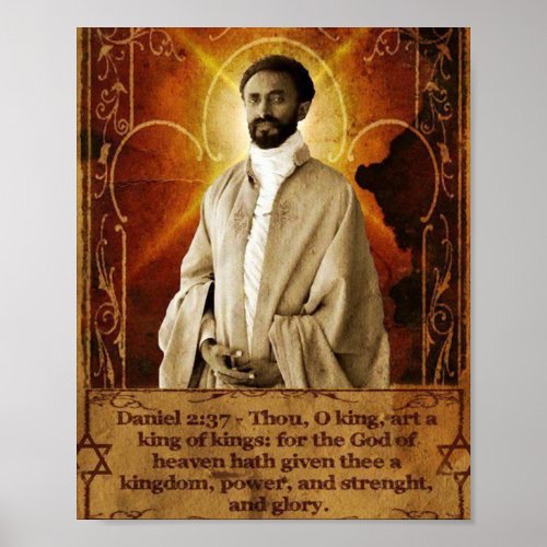 Haile Selassie Lion Rasta Solomon Jah Rastafari Poster