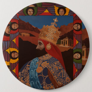 Haile Selassie Modern Art Jah Rastafari Roots Button