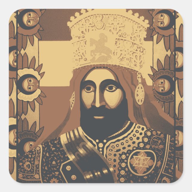 Haile Selassie Modern Art Jah Rastafari Roots Square Sticker (Front)