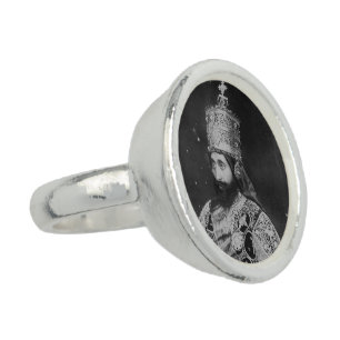 Haile Selassie Rasta Jah Rastafari Reggae Silver Ring