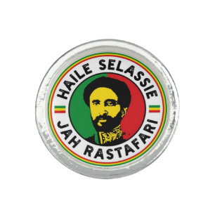 Haile Selassie Rasta Jah Rastafari Reggae Silver Ring