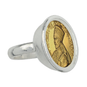 Haile Selassie Rasta Silver Ring