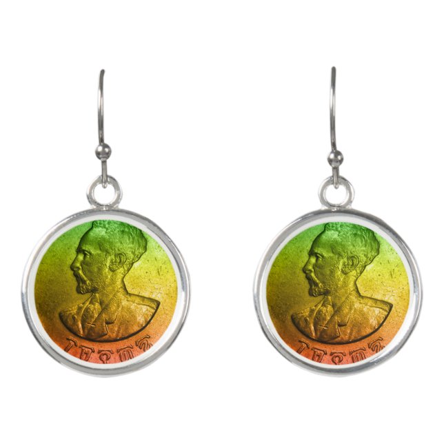 Haile Selassie Santeem Earrings (Front)