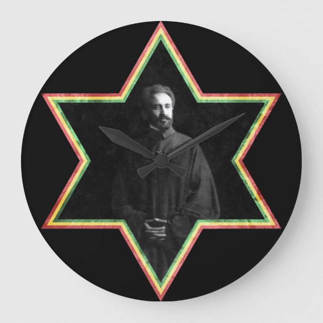 Haile Selassie Star of David Large Clock (Front)
