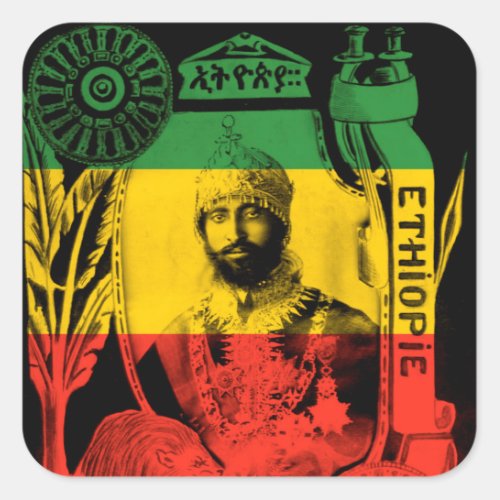 Haile Selassie Sticker Red Gold Green Rasta