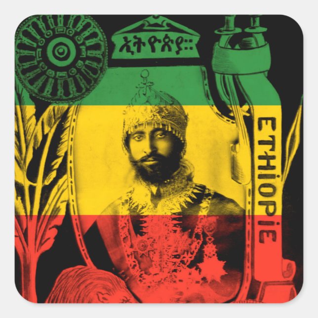 Haile Selassie Sticker Red Gold Green Rasta (Front)