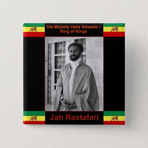 Haile Selassie the Lion of Judah Jah Rastafari Button
