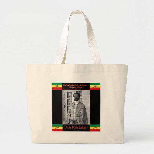 Haile Selassie the Lion of Judah Jah Rastafari Large Tote Bag