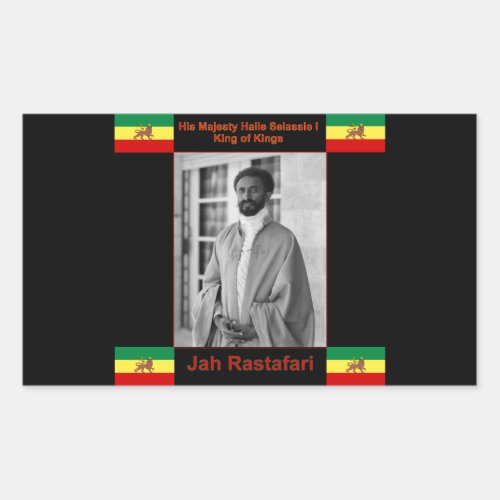 Haile Selassie the Lion of Judah Jah Rastafari Rectangular Sticker