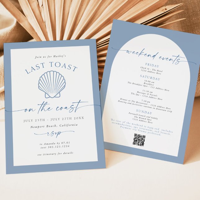 HAILEY Last Toast On the Coast Beach Bachelorette Invitation (Creator Uploaded)