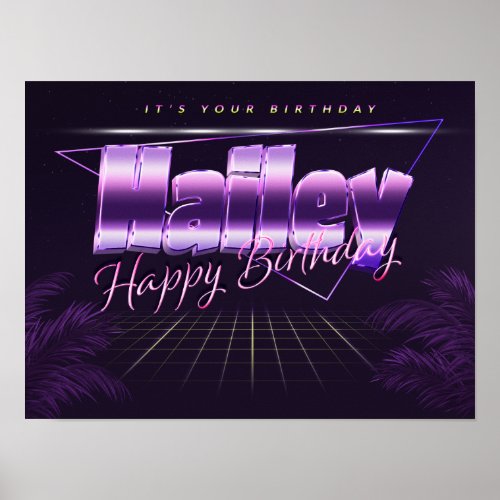 Hailey Name First Name pura retro poster Birthday