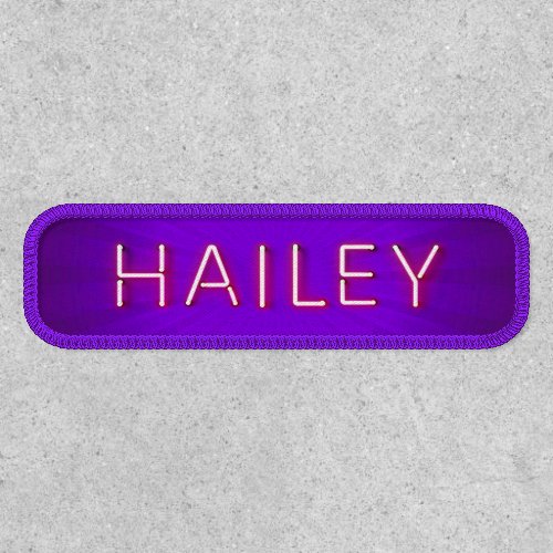 Hailey name in glowing neon lights patch