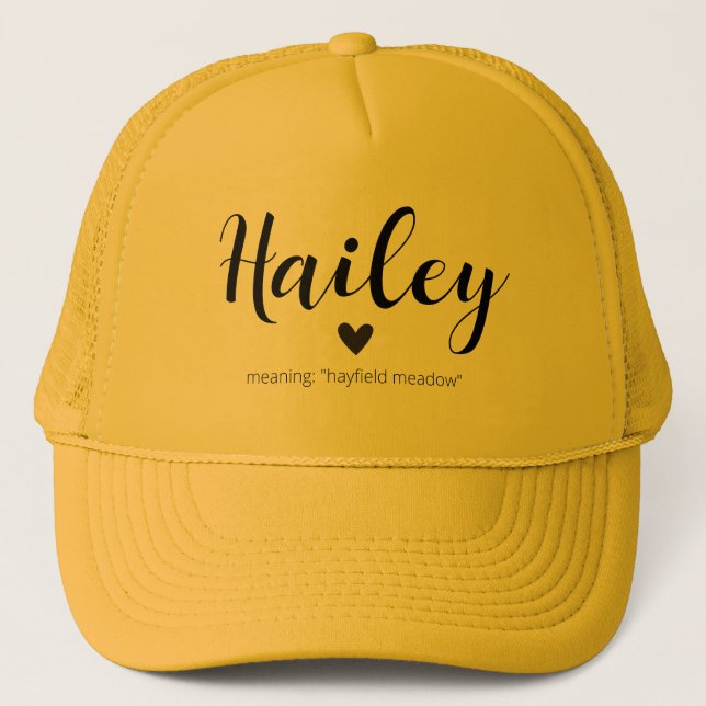 Hailey Name Meaning Minimal Modern Neutral Girls  Trucker Hat (Front)