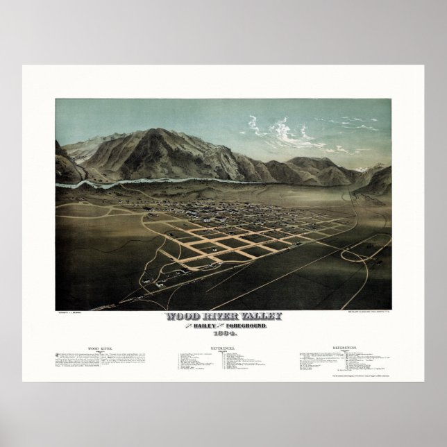 Hailey - Wood River, ID Panoramic Map - 1884 Poster (Front)