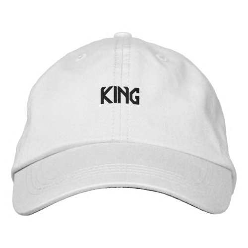 Hair Accessories King Text Name with White Color  Embroidered Baseball Cap