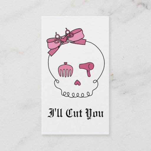 Customizable Hair Accessory Skull (Bow Detail) Business Card Templates