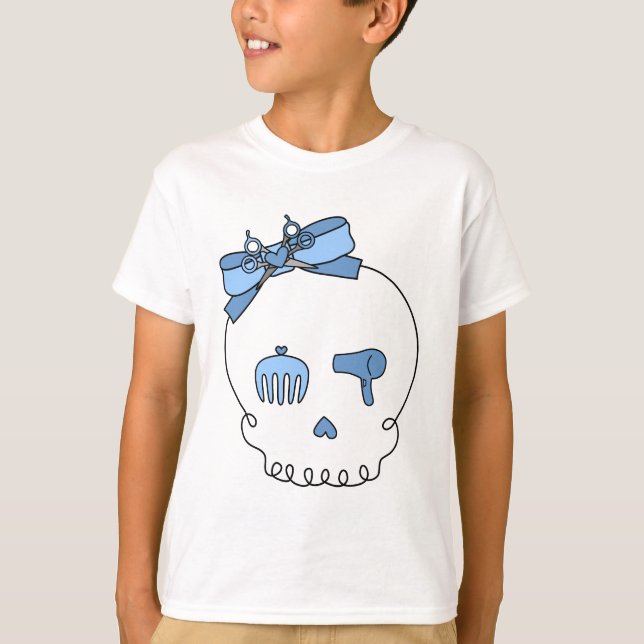 Hair Accessory Skull (Bow Detail - Blue) T-Shirt (Front)
