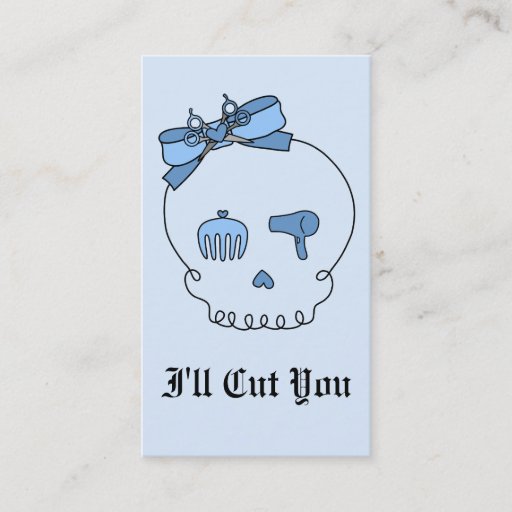 Customizable Hair Accessory Skull (Bow Detail - Blue Version 2) Business Cards