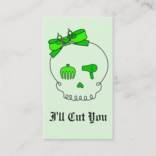 Customizable Hair Accessory Skull (Bow Detail - Lime Green #2) Business Cards