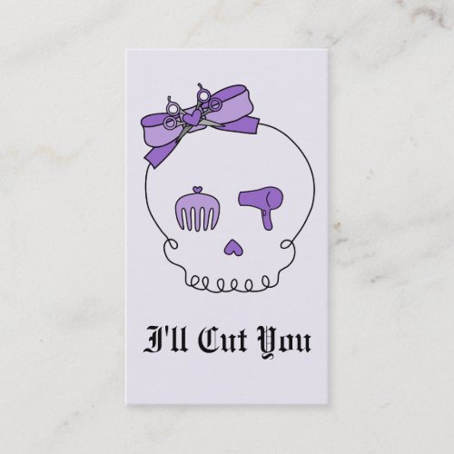 Hair Accessory Skull Bow Detail _ Purple w Back Appointment Card