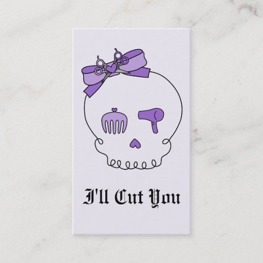 Customizable Hair Accessory Skull (Bow Detail - Purple w/ Back) Business Cards
