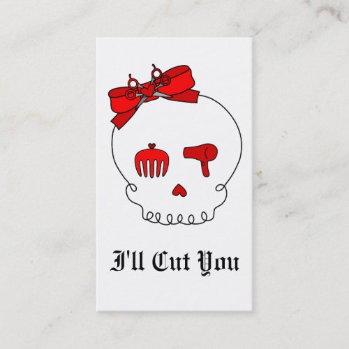 Hair Accessory Skull (Bow Detail - Red) Business Card