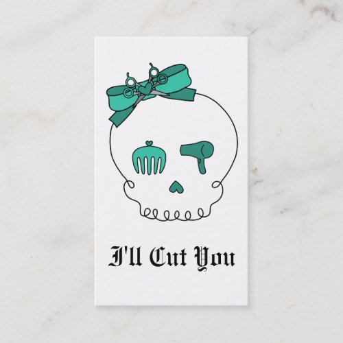 Hair Accessory Skull (Bow Detail - Turquoise) Business Card Template
