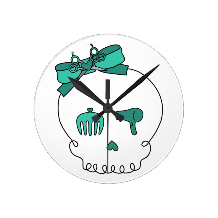 Hair Accessory Skull (Bow Detail   Turquoise) Wallclock