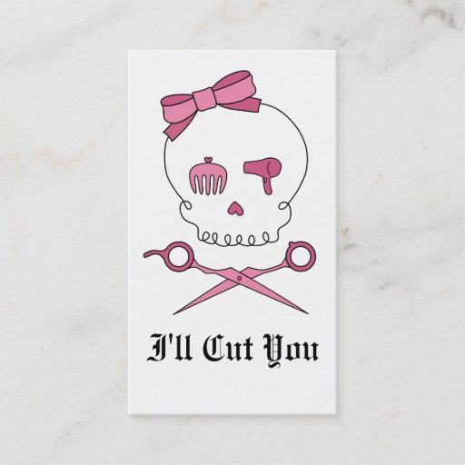 Customizable Hair Accessory Skull & Scissor Crossbones Business Card
